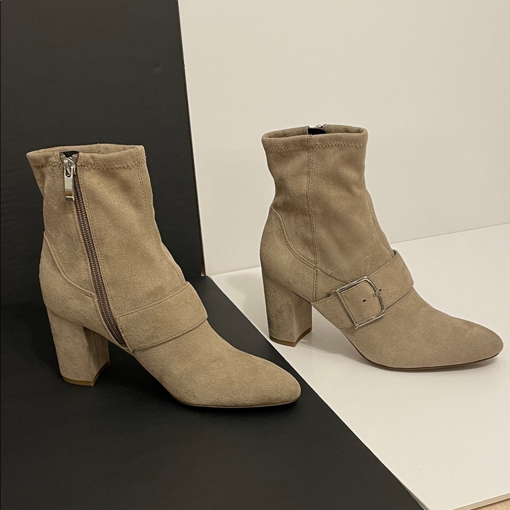 Franco Sarto Elegant Tan Suede Ankle Boots